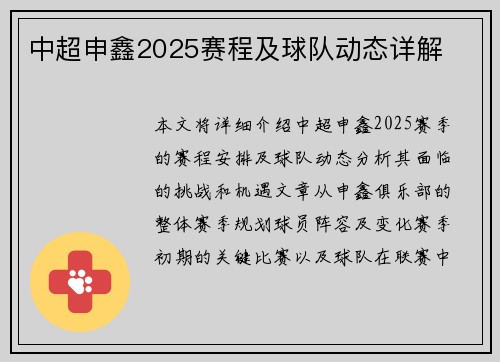 中超申鑫2025赛程及球队动态详解